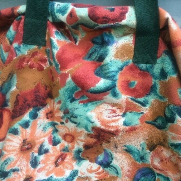 cotton tote shopping bag zipper top fruit floral - Picture 2 of 7